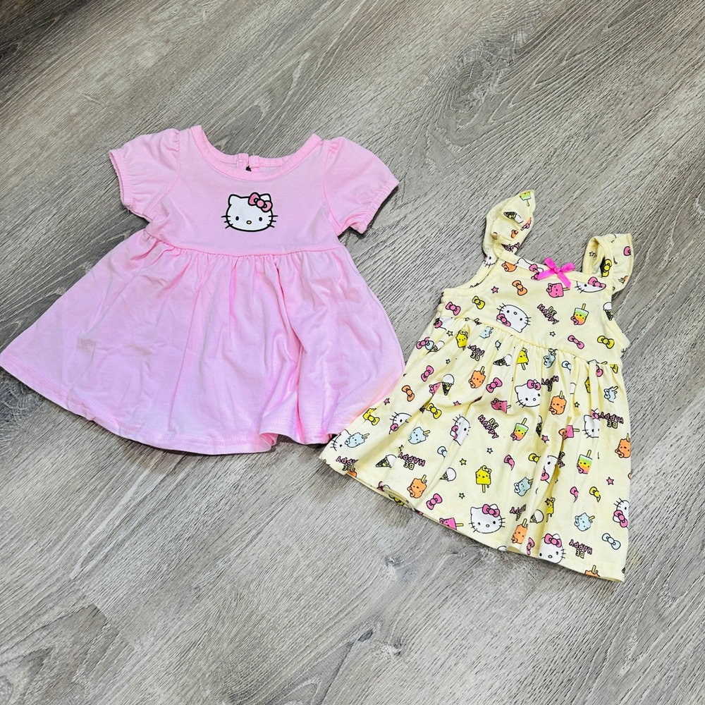 Hello Kitty Sanrio Baby Girl Dresses Set of 2 Pink Yellow 18M Casual Summer